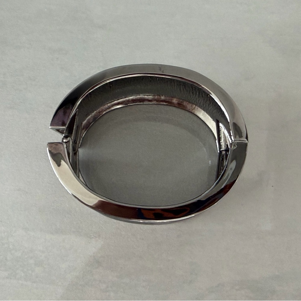 Bold Polished Gunmetal Tone, Wide Cuff Statement Bracelet - Picture 4 of 8